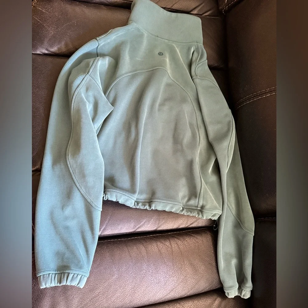 Lululemon Brushed Softstreme Half Zip Storm Teal Size 0 - Picture 5 of 7
